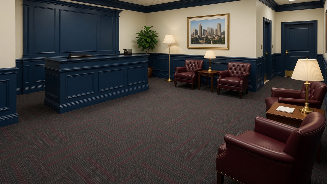 Charlotte office lobby after evening janitorial